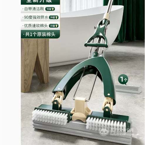 标准款刷拖一体海绵拖把头正面实拍图