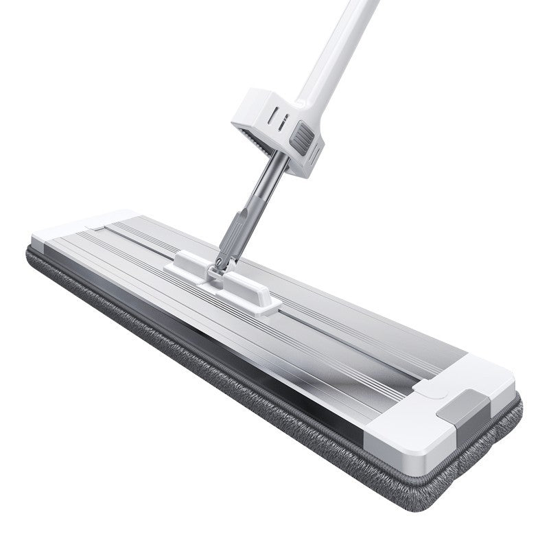 40cm 加宽不锈钢平板拖把正面图，展示银色金属杆身和宽大的清洁板头。