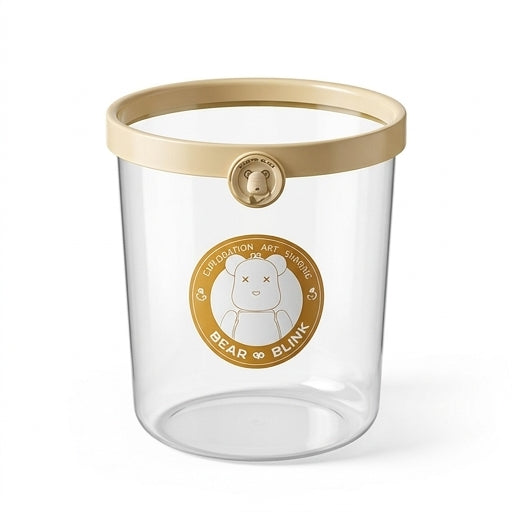 星空熊系列 13L 垃圾桶正面展示，白色简约桶身适合卧室或书桌旁使用