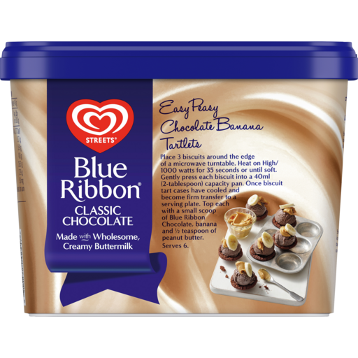 Streets Blue Ribbon 巧克力冰淇淋 2L 大桶装，深棕色包装展示浓郁口味