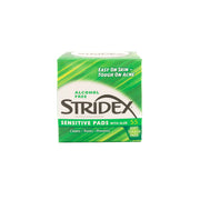 Stridex 绿色温和版水杨酸抗痘棉片罐装正面图，55 片装无酒精配方