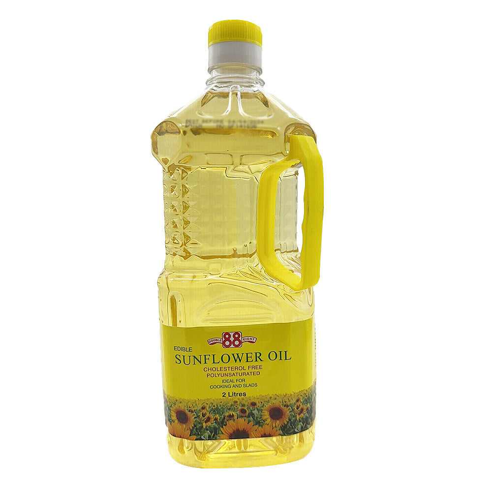 88Brand 葵花籽油 2L 大桶装，烟点稳定适合煎炸或多人份菜肴
