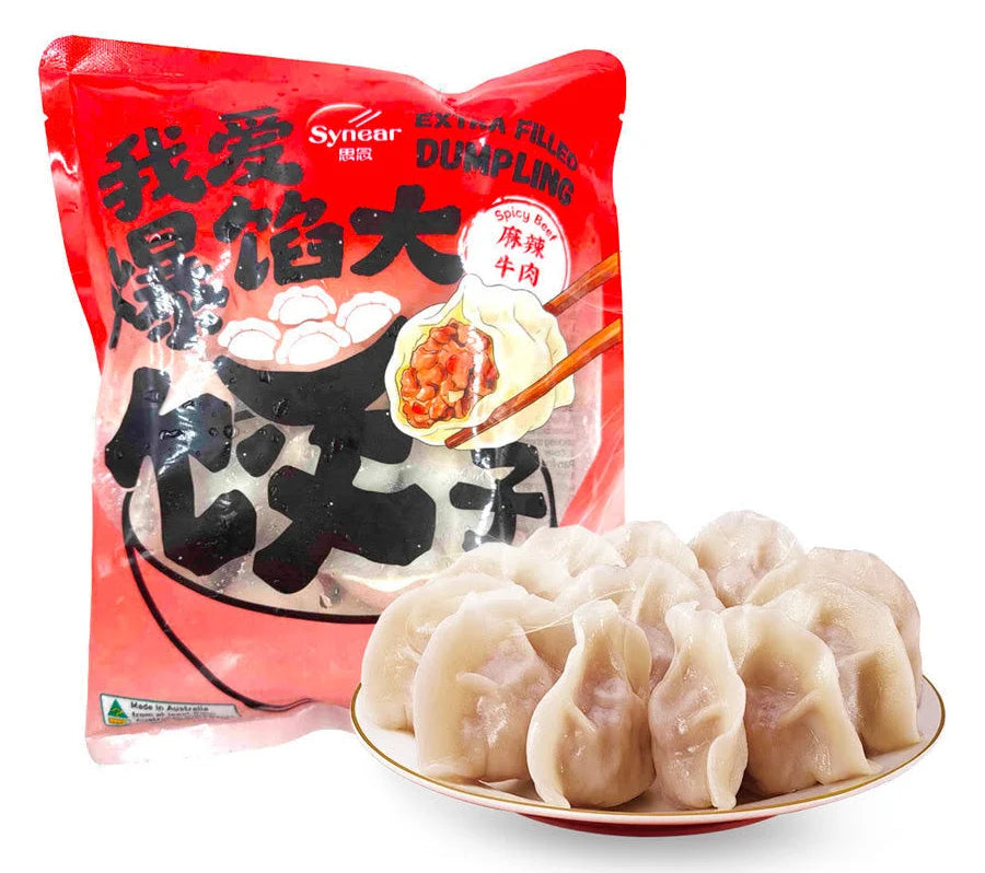 思念我爱爆馅大饺子麻辣牛肉包装主图