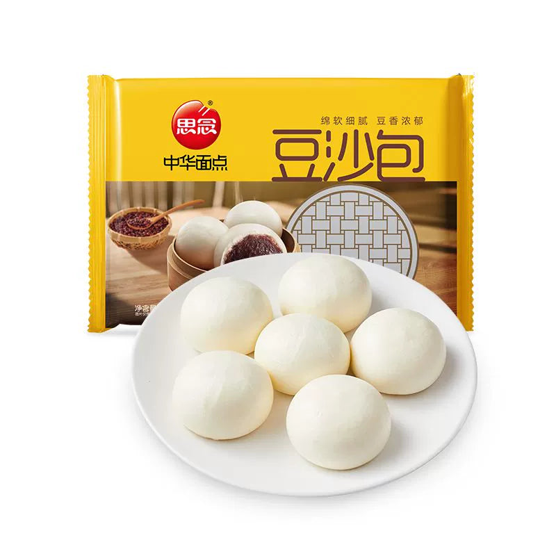 思念豆沙包 300g 单袋包装，圆润饱满的甜口面点