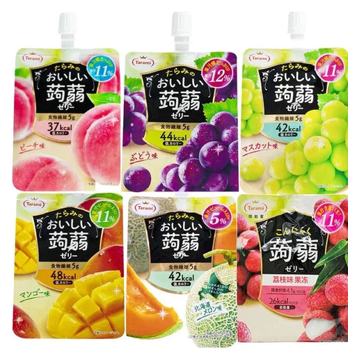 日本 Tarami 蒟蒻果冻十个优惠装组合，包含多种口味吸吸袋