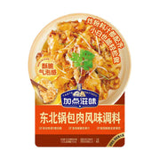 加点滋味东北锅包肉风味调料包装正面，展示成品锅包肉诱人色泽，包装标有酥脆气泡感、双料包设计及160g规格信息。