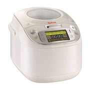 Tefal 特福 4合1多功能电饭煲，白色简约机身，配备智能操作面板和顶部透明视窗。