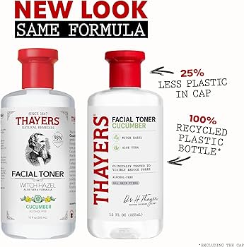 Thayers 爽肤水瓶身侧面特写，展示产品容量与成分说明细节