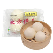 天津食坊北方馒头 4 入装正面包装图，白色袋身印有品牌与产品名称