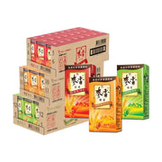 统一麦香系列红茶、绿茶、奶茶利乐包装及整箱包装展示