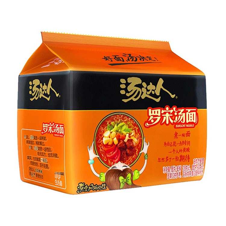 统一汤达人罗宋汤味袋装方便面，番茄牛肉风味酸甜清爽，换个异国口味尝尝鲜的简单晚餐。