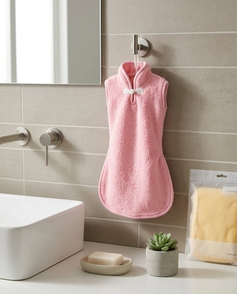 Universal 居家加厚吸水擦手巾挂孔细节特写，展示快速沥水结构与柔软质地