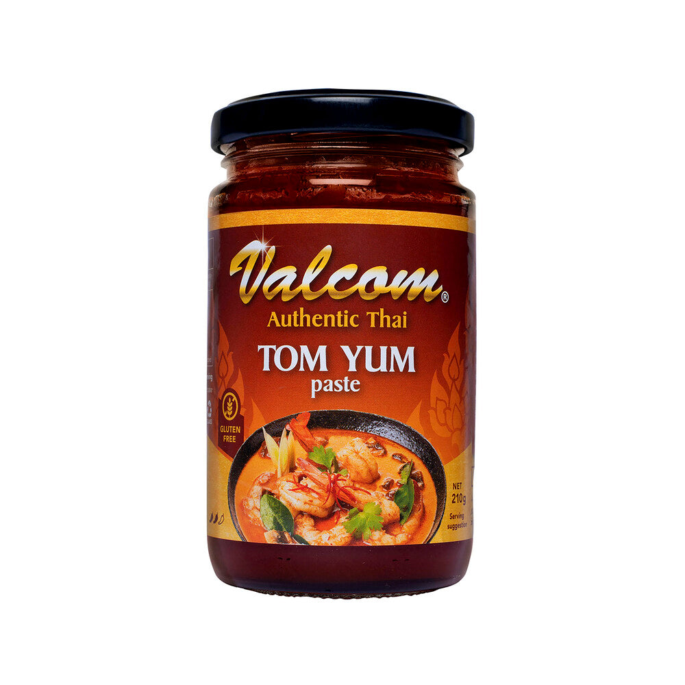 Valcom 冬阴功酱单瓶正面特写，橙色标签清晰可见