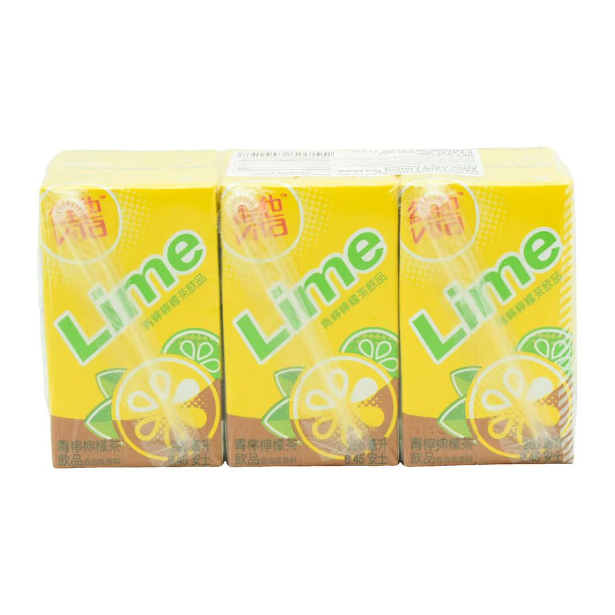 维他青柠茶6入盒装，黄色包装印有Lime青柠柠檬茶字样