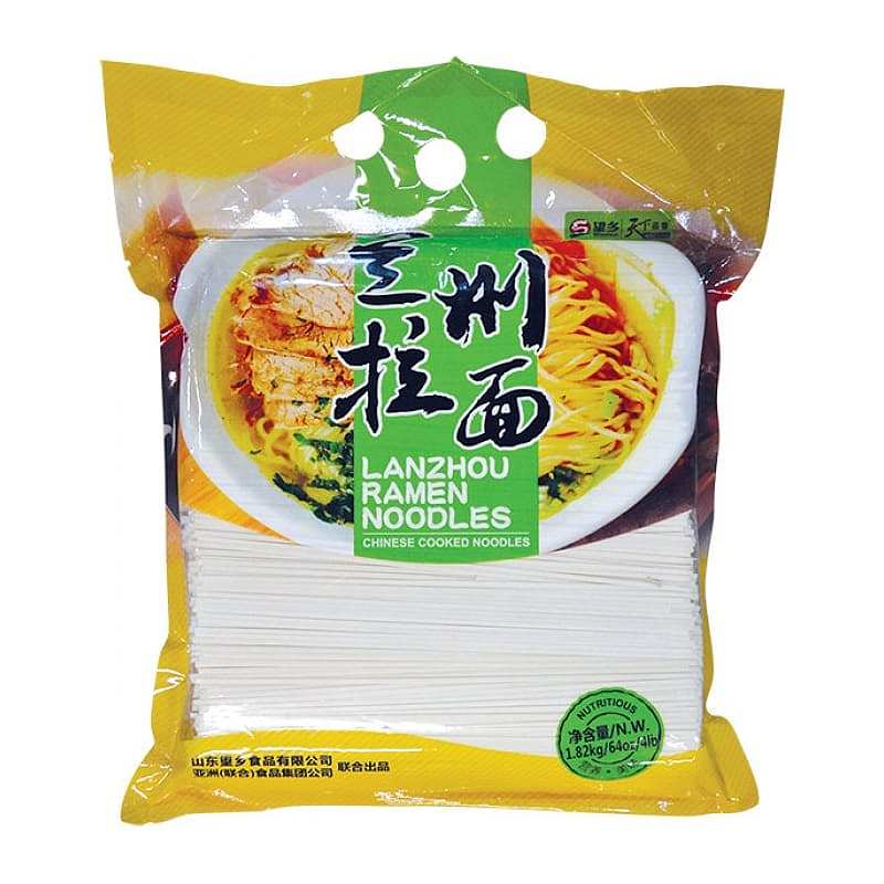 望乡兰州拉面包装展示，细长面条适合清汤牛肉面