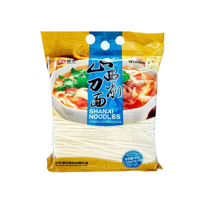 望乡山西刀削面包装正面，宽面造型适合搭配浓郁浇头