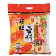 旺旺雪饼原味与辣味独立小包及大包装展示，非油炸米果零食