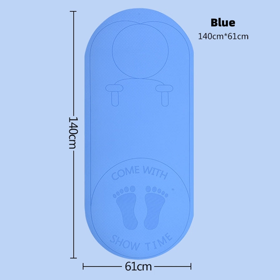 蓝色跳绳垫尺寸标注图，显示长度140cm，宽度61cm。