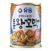Yoo Dong 韩国酱油血蛤罐头正面图，展示 280g 金属罐身包装与标签细节