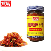 友泉牌脆爽萝卜干 210g 玻璃瓶装，红亮香辣，开盖即食的下饭小菜