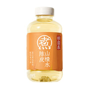 元气森林自在水系列陈皮山楂水500ml瓶装，橙色包装，白色瓶盖，展示正面标签。