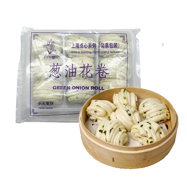 白玉兰葱油卷侧面视角，清晰可见层层分明的酥皮结构
