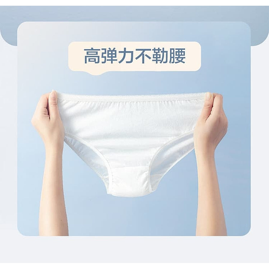 双手拉伸展示CITYTHERE男士一次性内裤的高弹力腰围，上方配有“高弹力不勒腰”的说明文字。