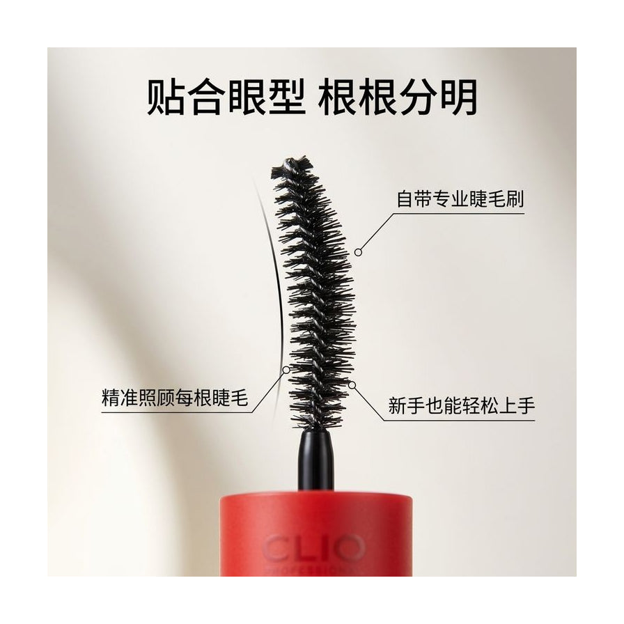 带有中文标注的睫毛刷头特写，说明贴合眼型与根根分明的特点。
