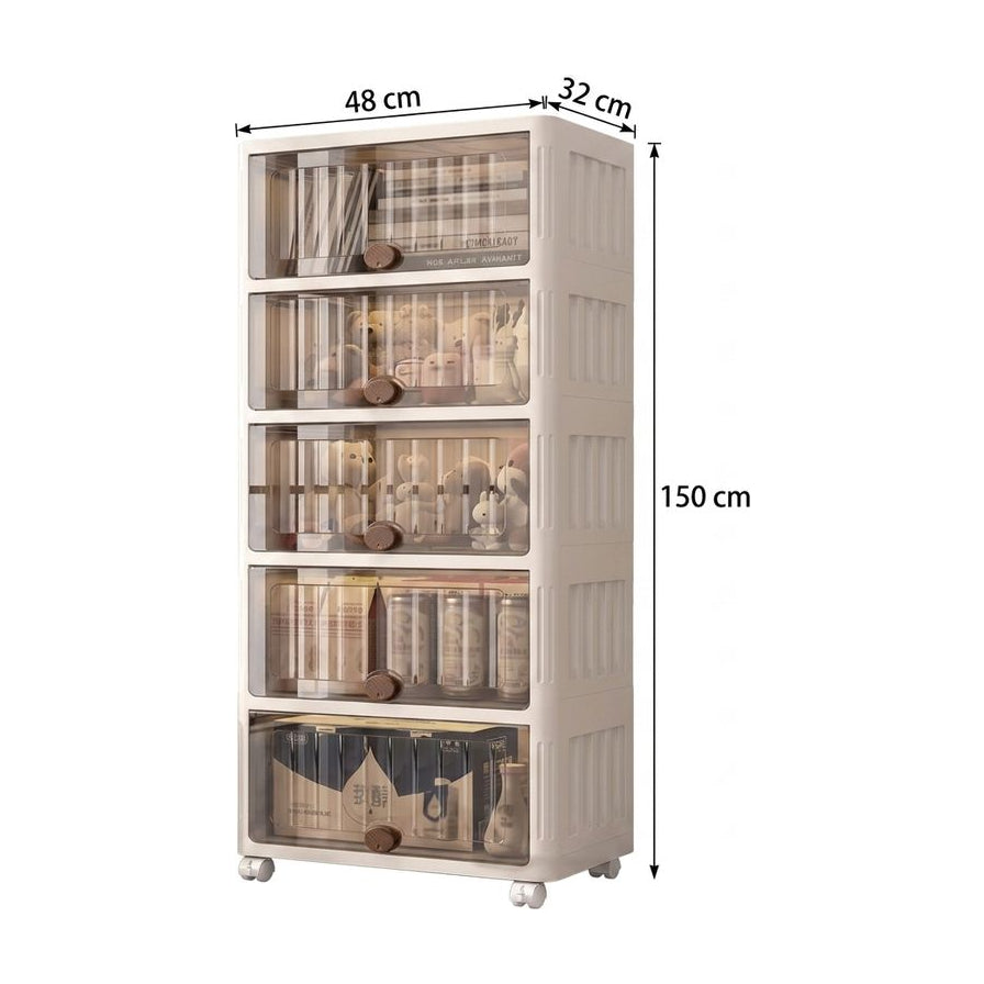 收纳柜尺寸示意图，标注了宽 48cm、深 32cm 以及总高 150cm 的具体规格数据。