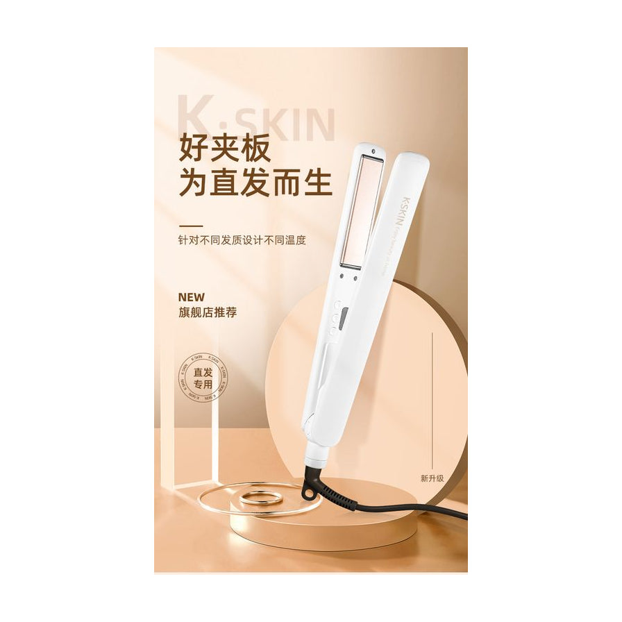 K - SKIN 金稻发型棒海报图，包含中文宣传文案强调直发专用与旗舰店推荐信息。