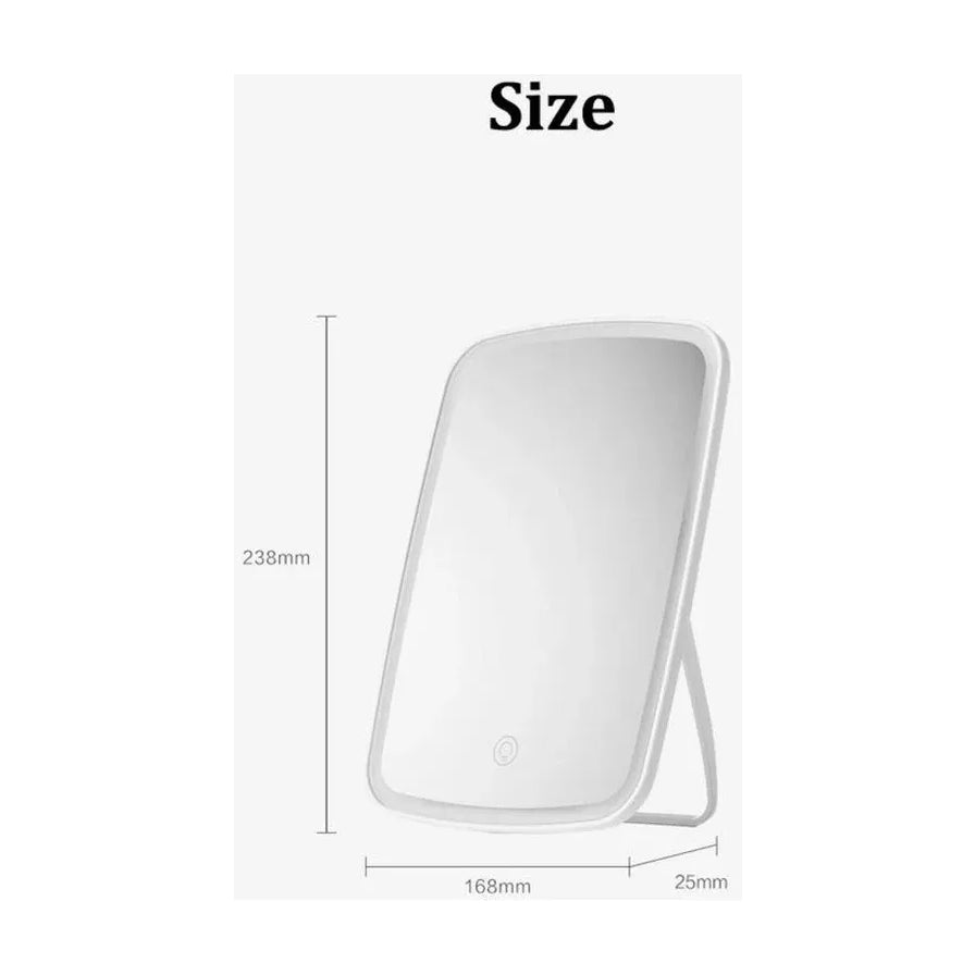 LED 化妆镜尺寸示意图，标注高度 238mm、宽度 168mm 及深度 25mm。