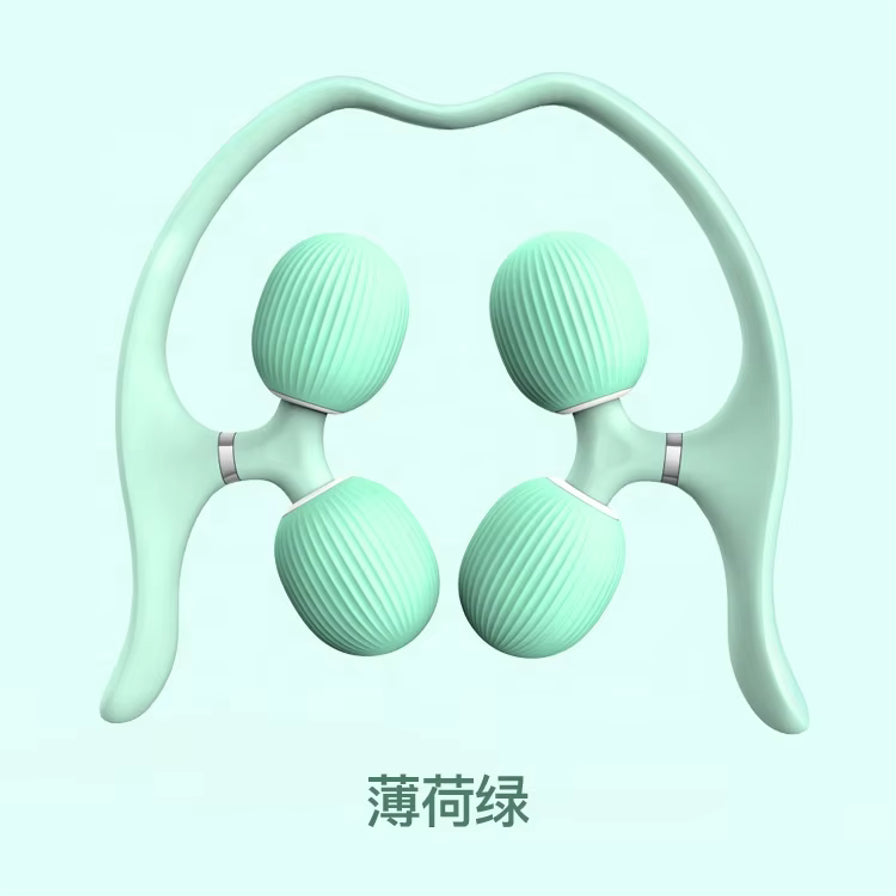 薄荷绿色环绕式腿部按摩器正面展示图，下方带有“薄荷绿”文字标识。