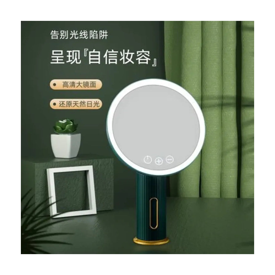 带有中文宣传文案和卖点标签的米家 LED 化妆镜场景图，展示高清大镜面与还原天然日光特性。