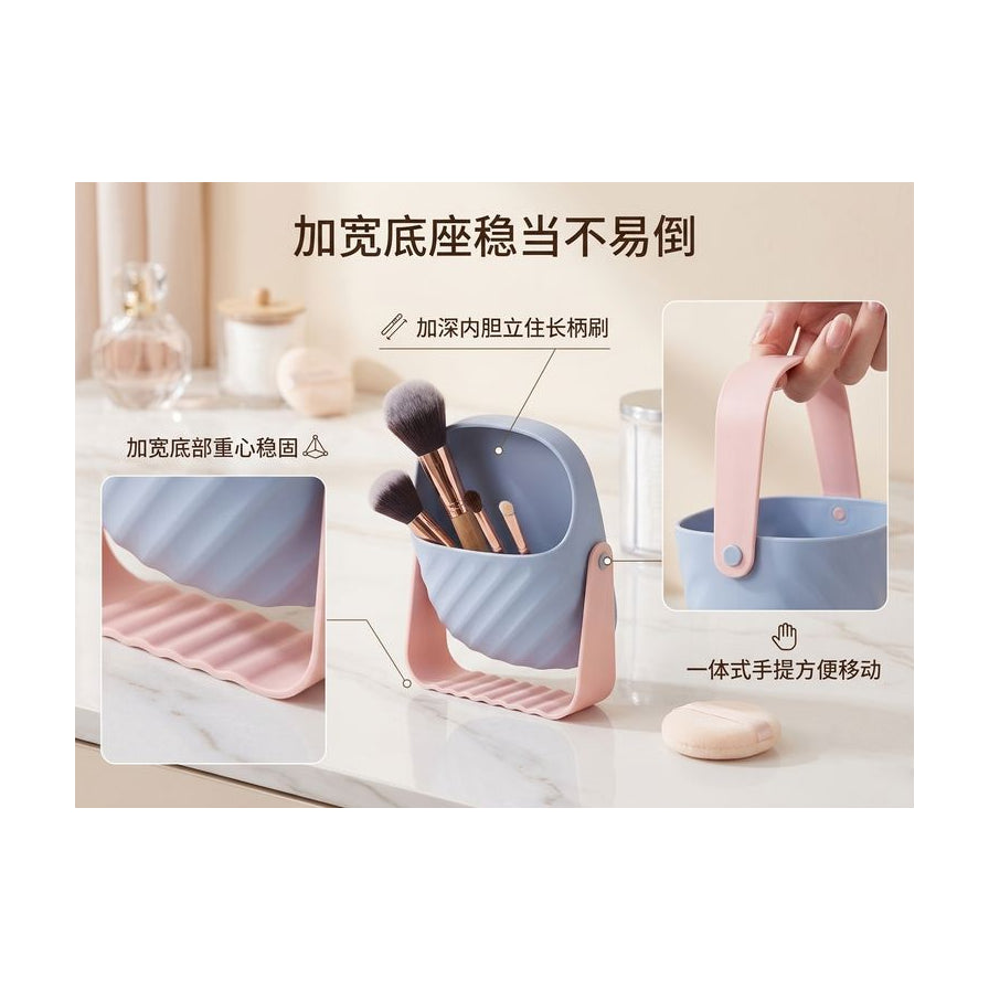 带有中文说明的产品功能图解，展示加宽底座、加深内胆及手提设计等细节卖点。