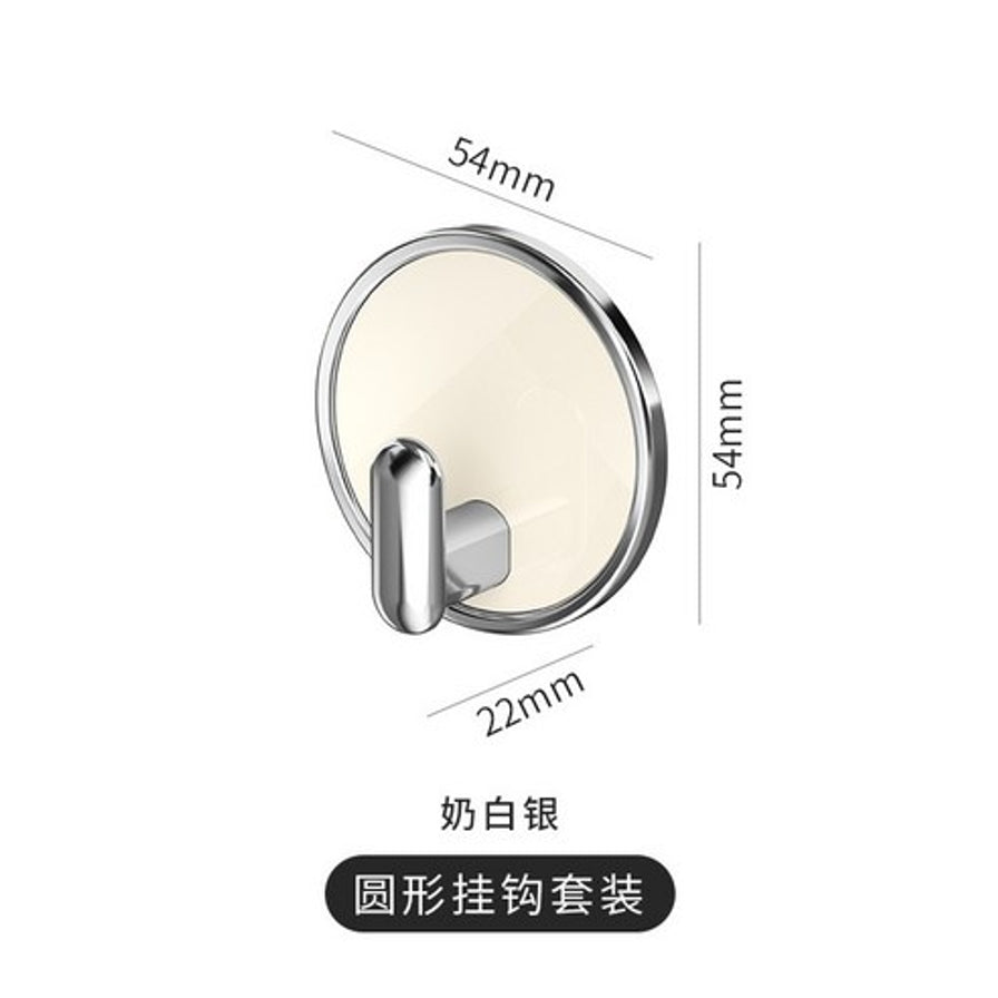 单个奶白银配色的圆形挂钩，带有尺寸标注和“圆形挂钩套装”字样。