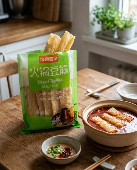海底捞同款火锅豆筋包装正面图，显示标准规格与产品名称，适合家庭火锅场景。