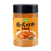 珍星鲜港式炒料蒜香酥脆微辣120g瓶装，包装正面印有避风塘炒蟹示意图。