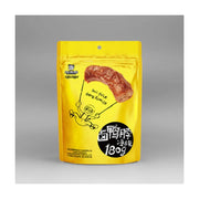 周黑鸭卤鸭脖黄色包装袋正面图，包装印有卡通图案及“卤鸭脖 净含量 180g”字样。